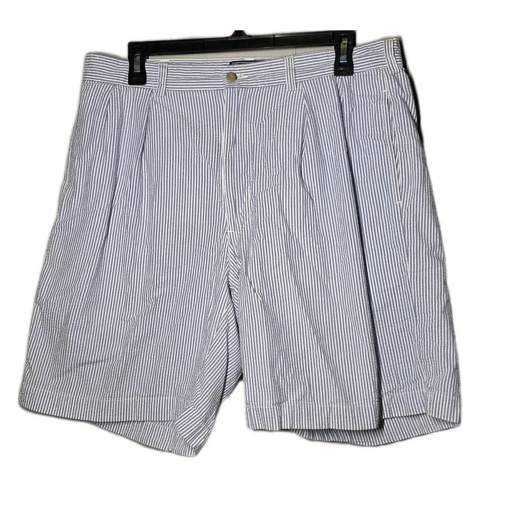 Polo Ralph Lauren Tyler Vtg Shorts Men's Sz 36 Blue/White Seersucker Striped